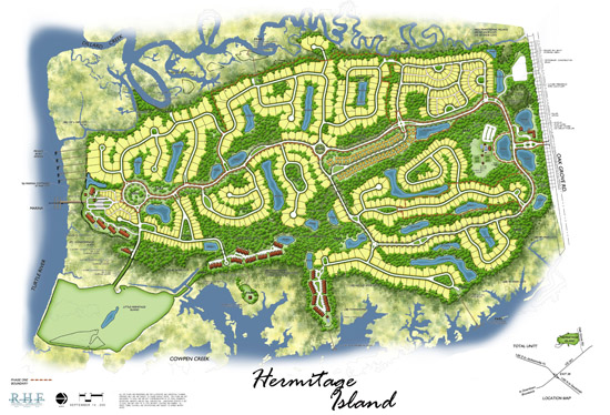 Illustrated Hermitage Island master plan